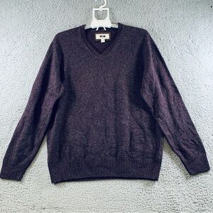 Joseph Abboud Sweater Men's Long Sleeve V Neck Wool Cotton Blend Red Gray Size L
